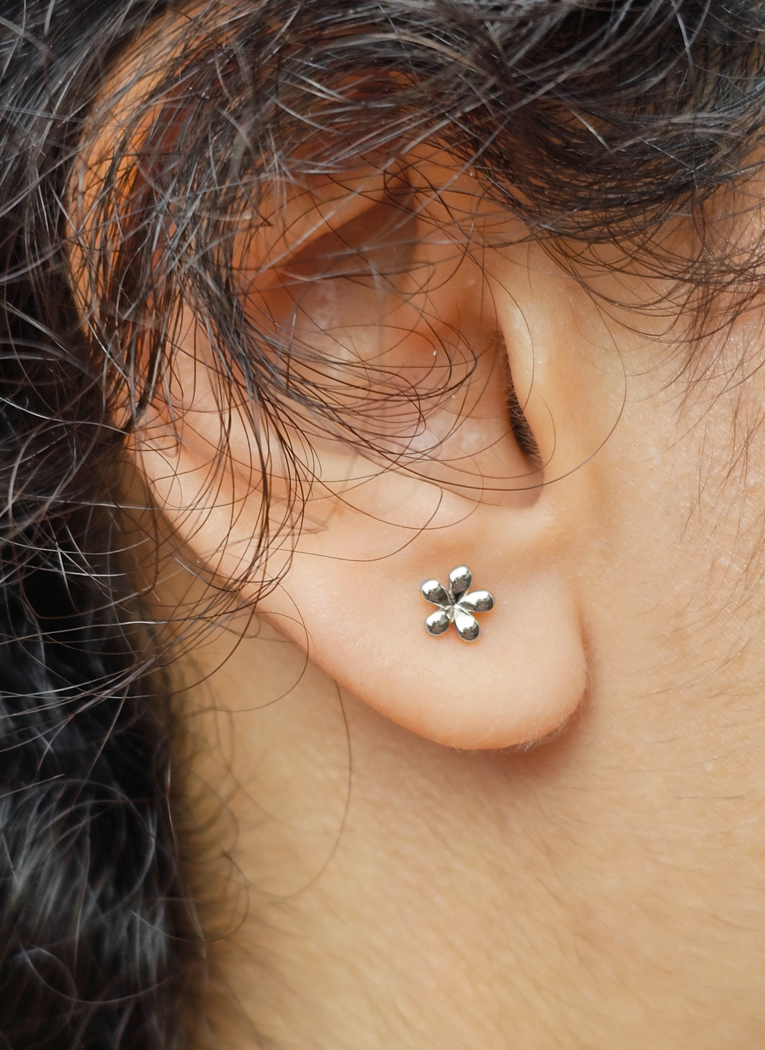 Tiny Blossom Stud Earrings in Sterling Silver