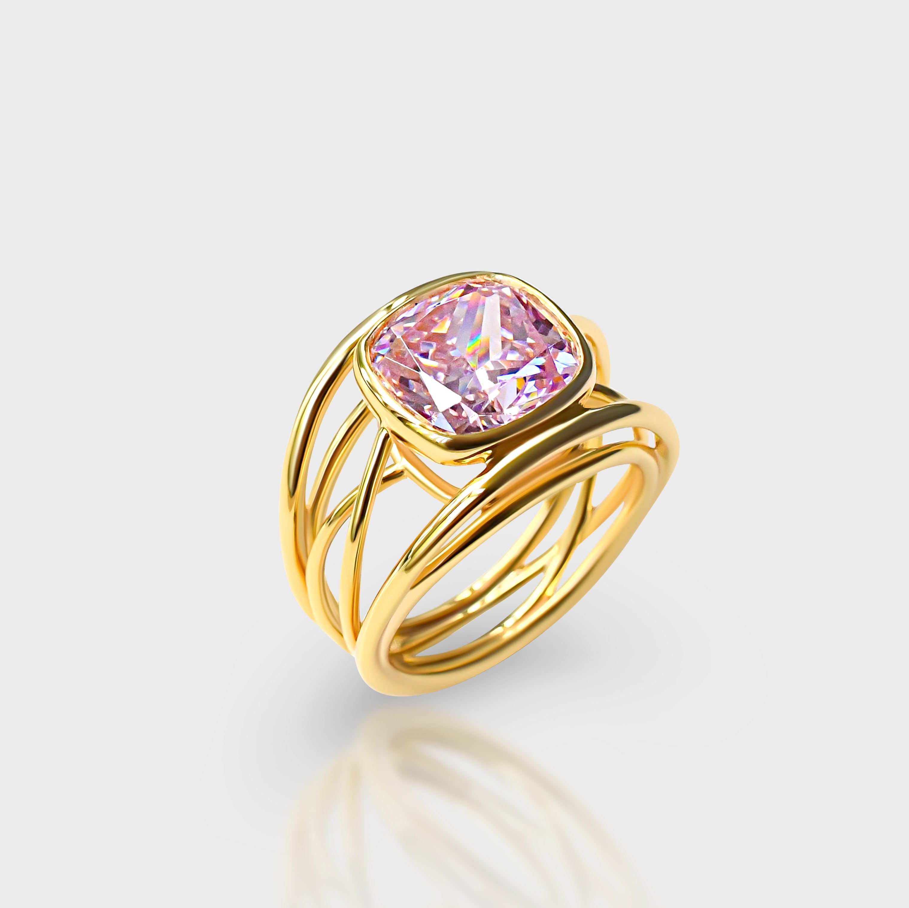 Twist Ring in Pink - Gold Plated