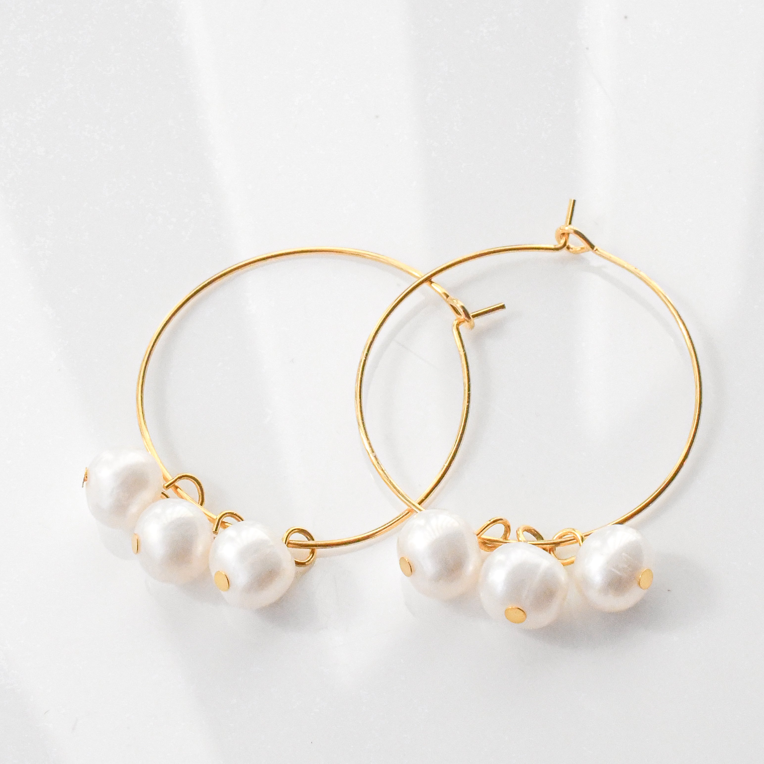 Trio Pearl Hoop Earrings