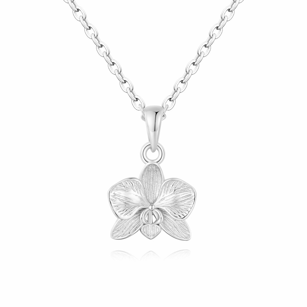 Tiny Orchid Pendant in Sterling Silver