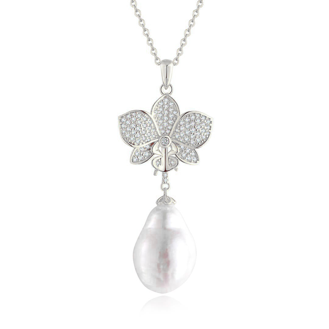 Orchid Pearl Pendant - Sterling Silver