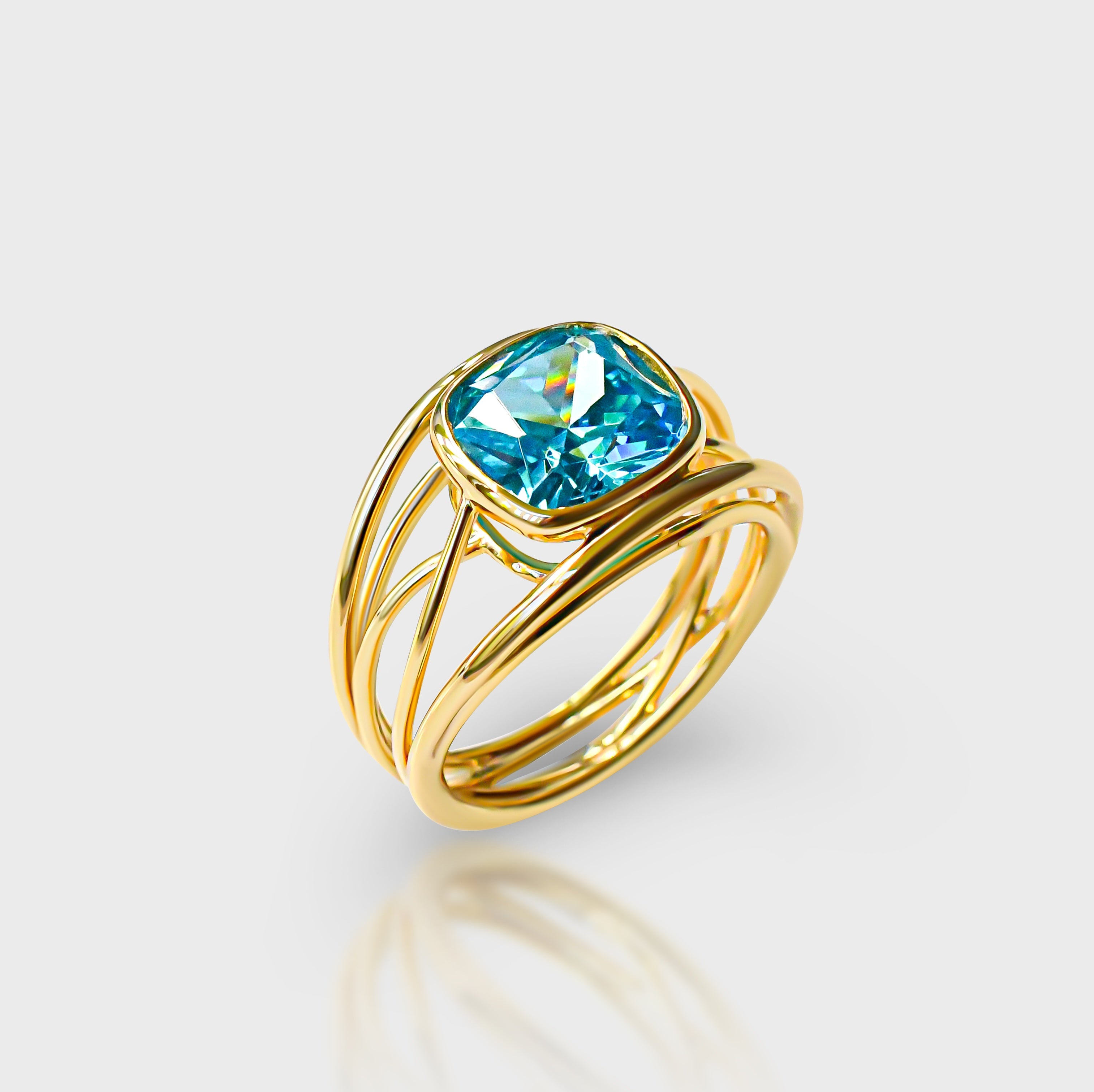 Twist Ring in Blue - Gold Plated