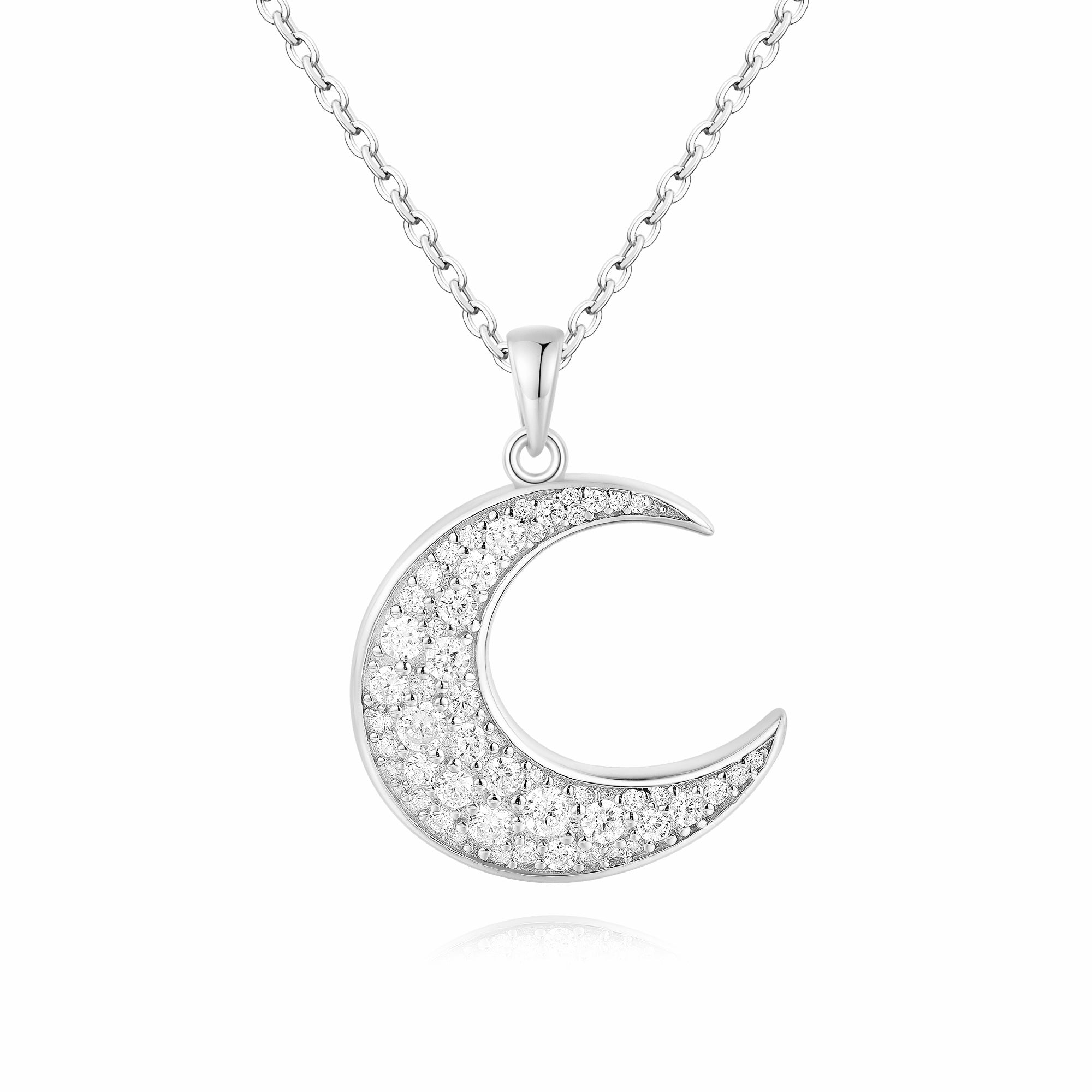 Crystal Moon Pendant in Sterling Silver