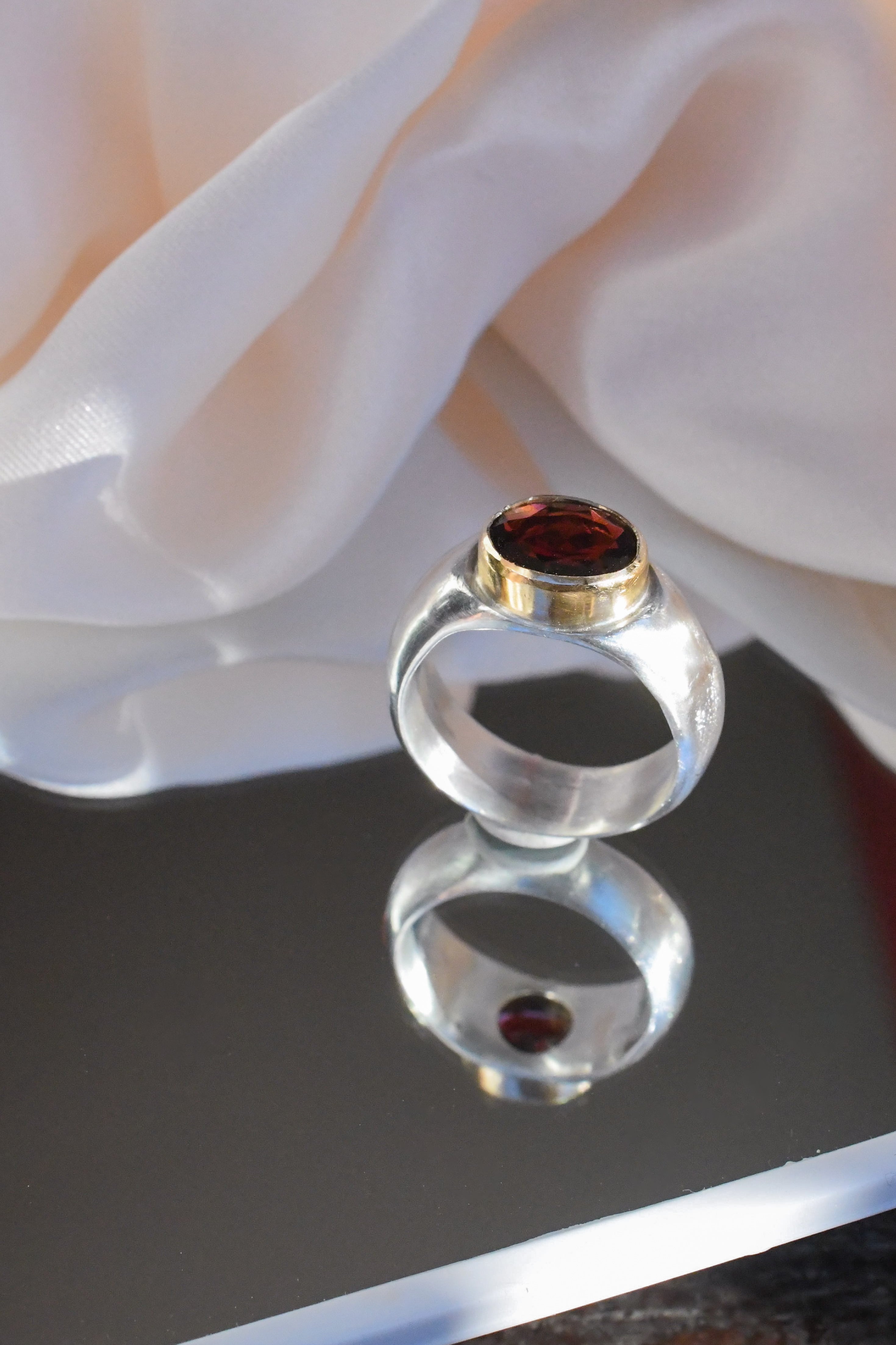 Garnet Ring - 9ct Gold & Sterling Silver